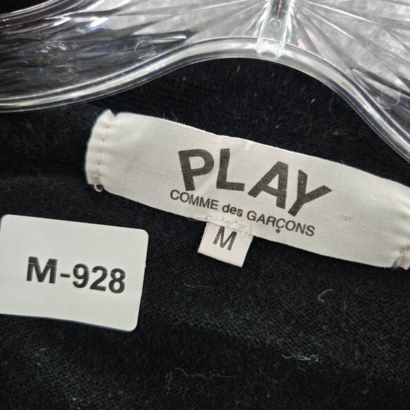 Comme Des Garcons PLAY Men Sweatshirt M Black Heart Patch Embroidery Cardigan - Picture 6 of 7